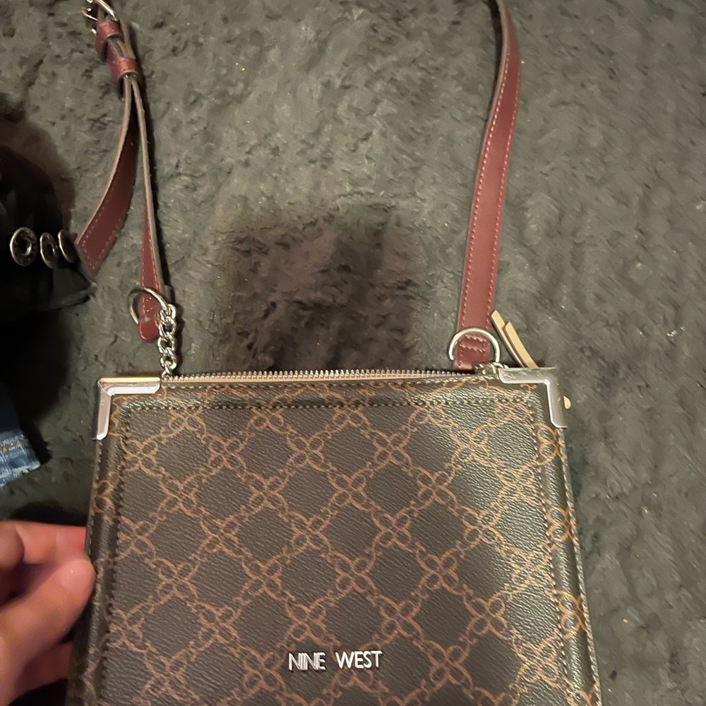 Nine West Patterned Brown Crossbody Bag